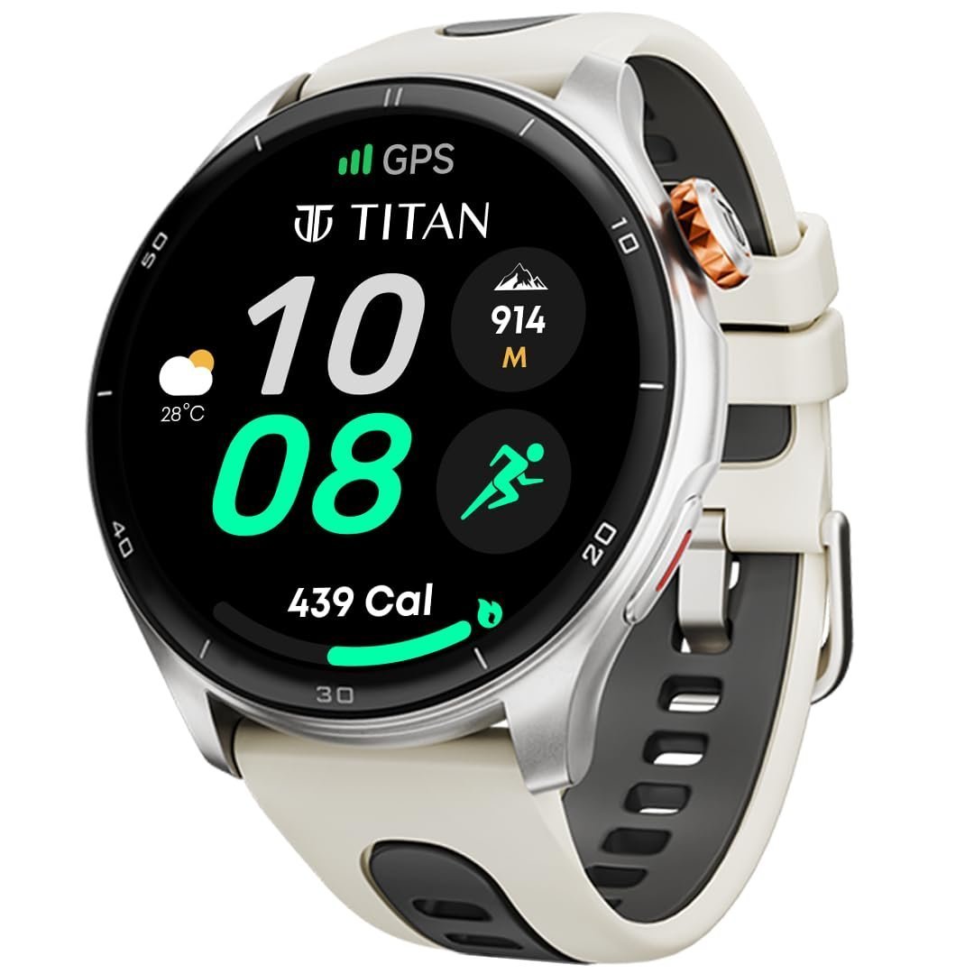 61Q5TPiBh2L._SL1080_.jpg Titan Celestor Smart Watch (Beige) - Image 1