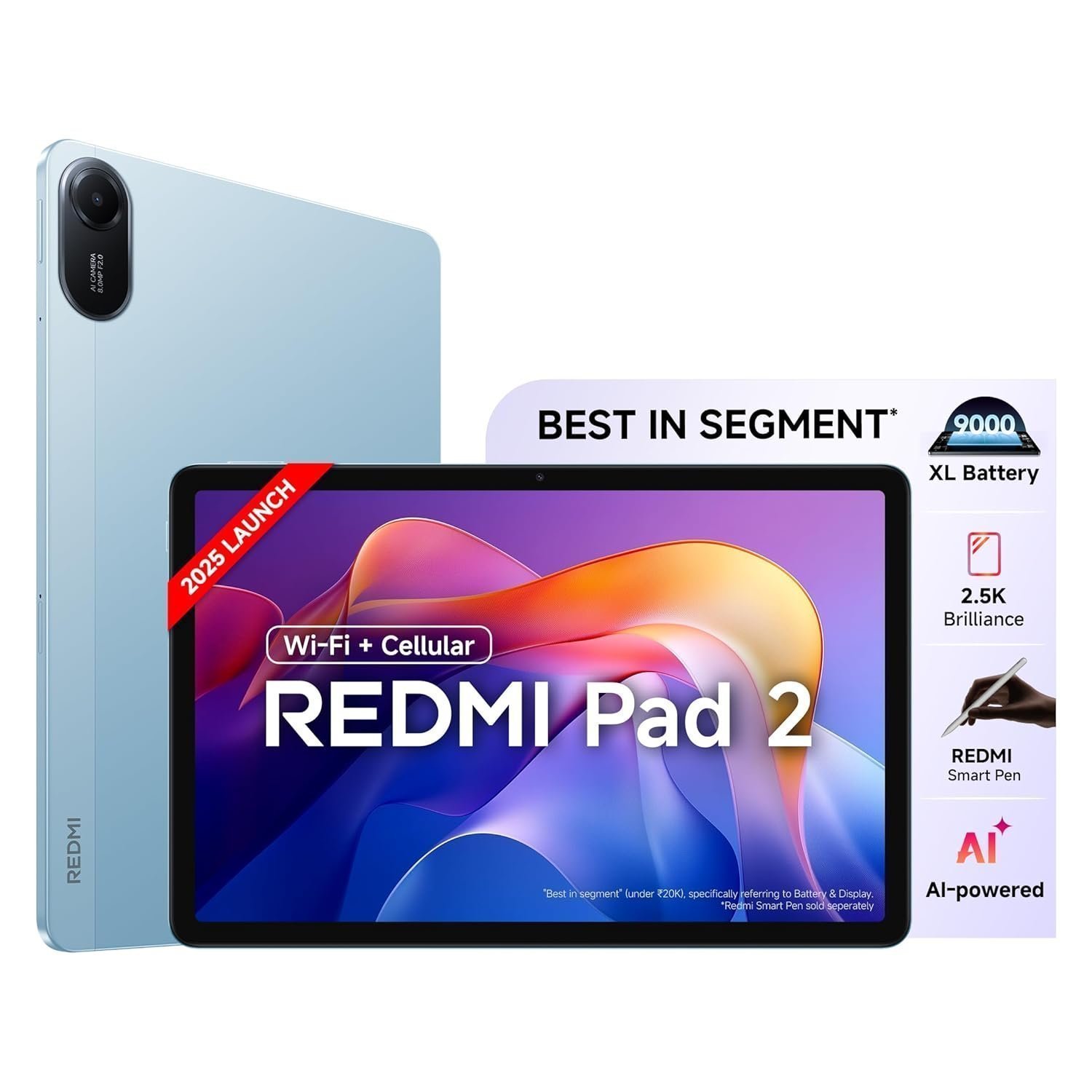 71MZu6DzmL._SL1500_.jpg Redmi Pad 2 Wi-Fi + Cellular, Active Pen Support, 27.94cm(11") - Image 1